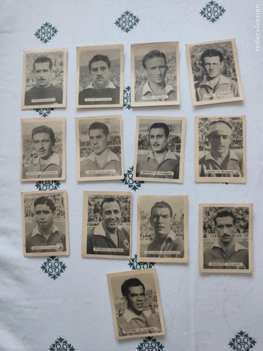 Fu&szlig;ball-Sticker: 13 cromos f&uacute;tbol Tarragona Ruiz Romero 1950 1951 casi todos sin pegar