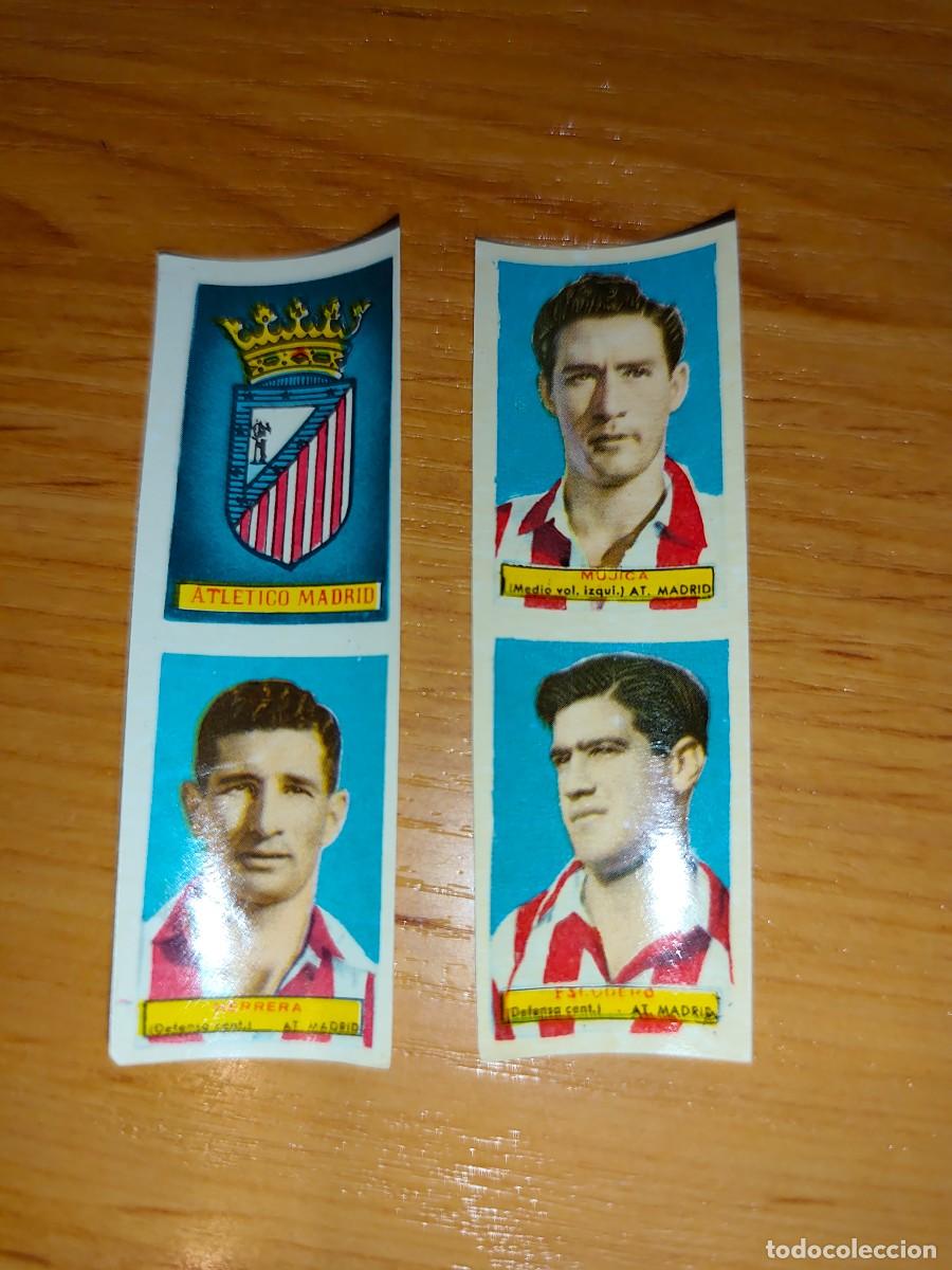 Football Stickers: 4 cromos At Madrid F&uacute;tbol Campeones 1953 1954 sin pegar sin cortar