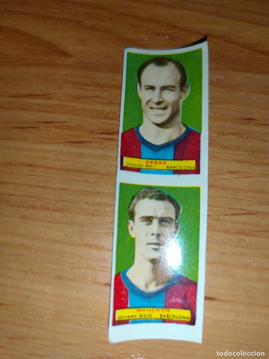 Football Stickers: 2 cromos Barcelona F&uacute;tbol Campeones 1953 1954 sin pegar sin cortar