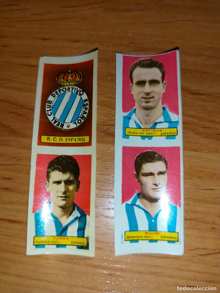 Fu&szlig;ball-Sticker: 4 cromos Espa&ntilde;ol F&uacute;tbol Campeones 1953 1954 sin pegar sin cortar