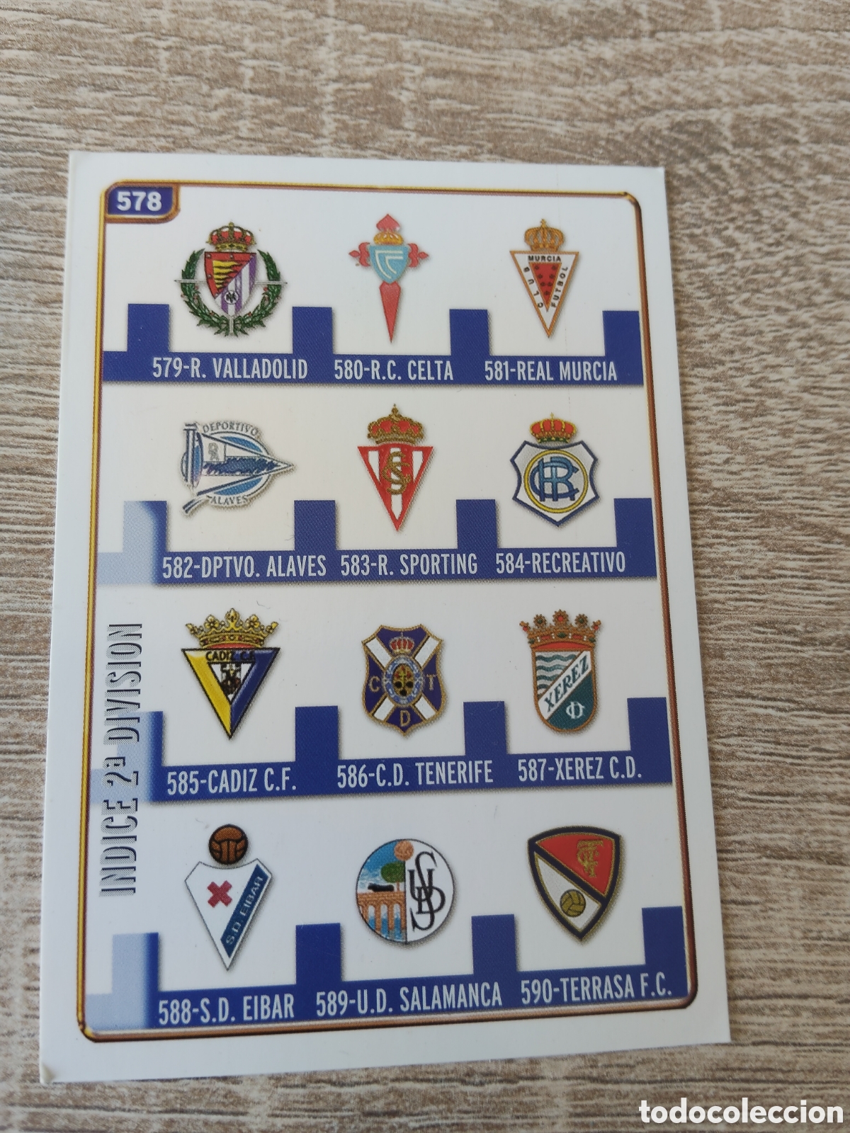 Fu&szlig;ball-Sticker: Mundicromo las fichas de la liga 2004 2005 04 05 578 &Iacute;ndice segunda divisi&oacute;n