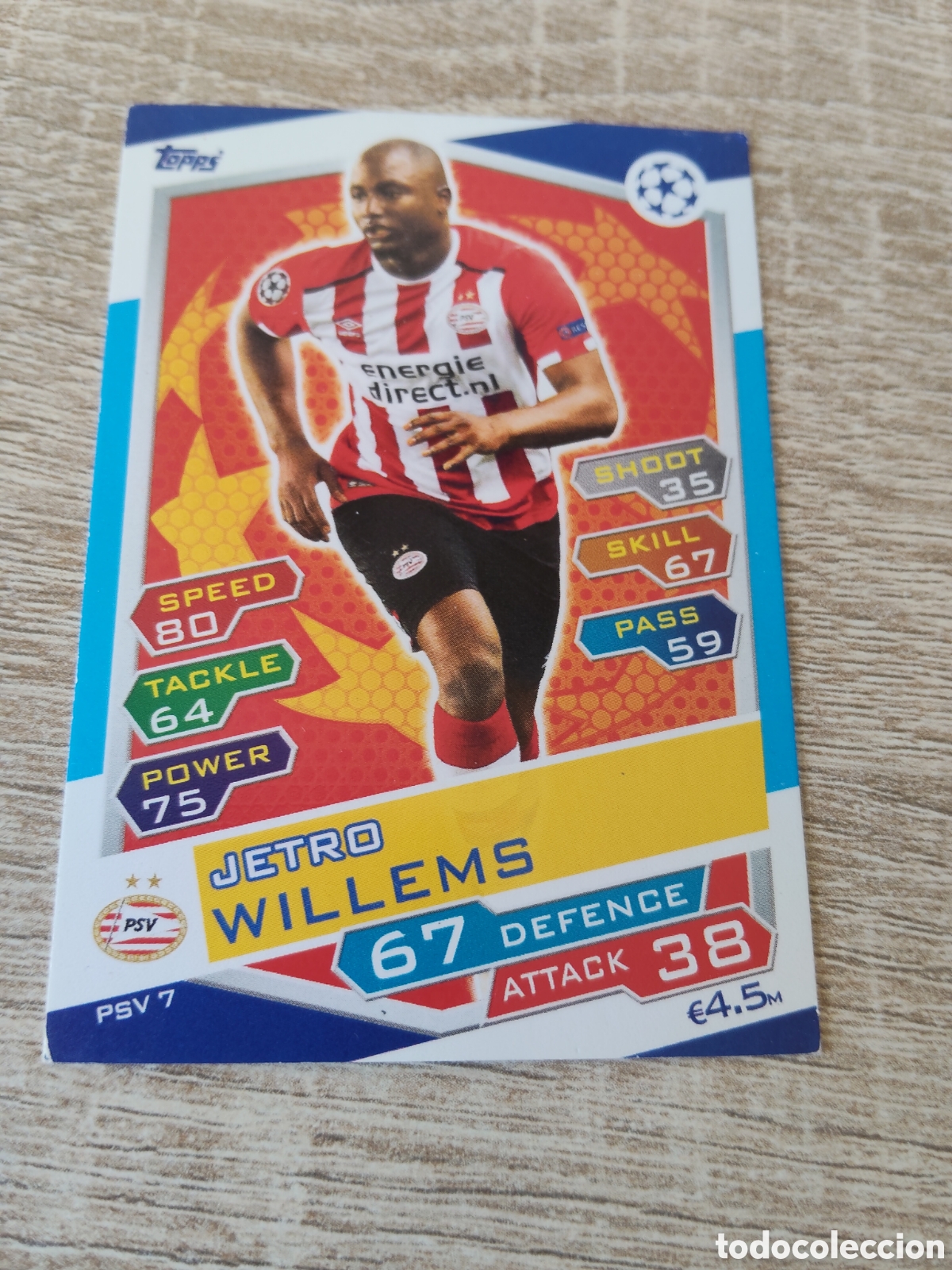 Cromos de f&uacute;tbol: Topps match attax champions league 2016 2017 16 17 PSV 7 Jetro Willems PSV