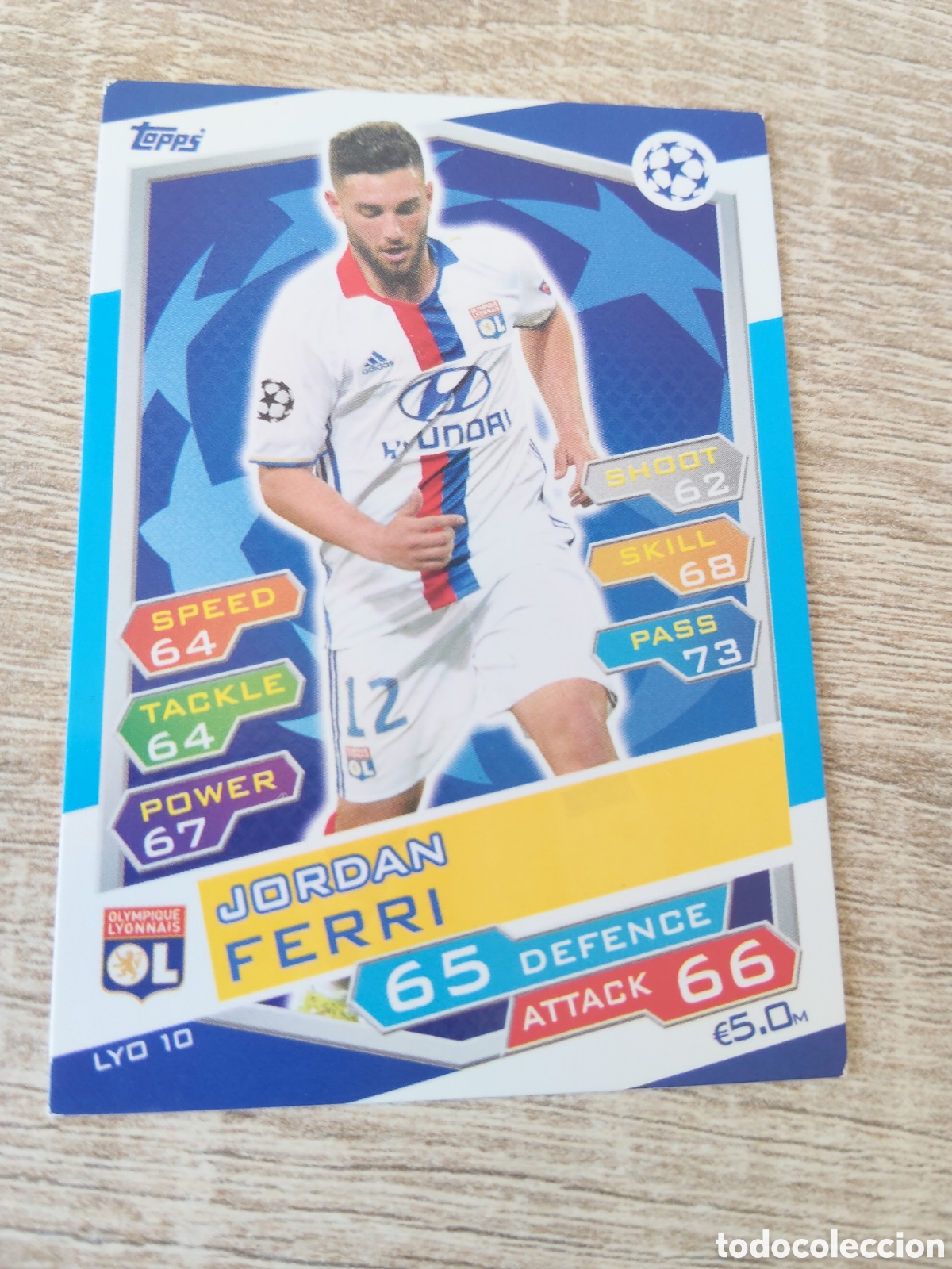 Cromos de f&uacute;tbol: Topps match attax champions league 2016 2017 16 17 LYO 10 Jordan Ferri Olimpique Lyonnais