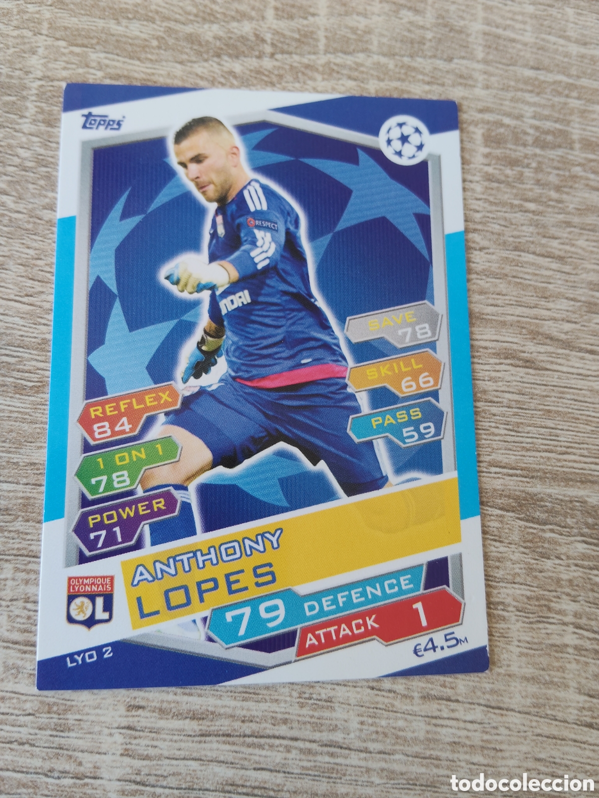 Cromos de f&uacute;tbol: Topps match attax champions league 2016 2017 16 17 LYO 2 Anthony Lopes Olympique Lyonnais