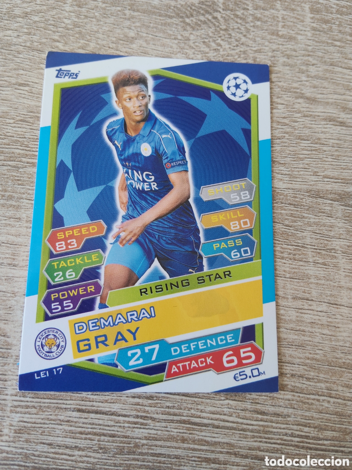 Cromos de f&uacute;tbol: Topps match attax champions league 2016 2017 16 17 LEI 17 Demarai Grai Leicester