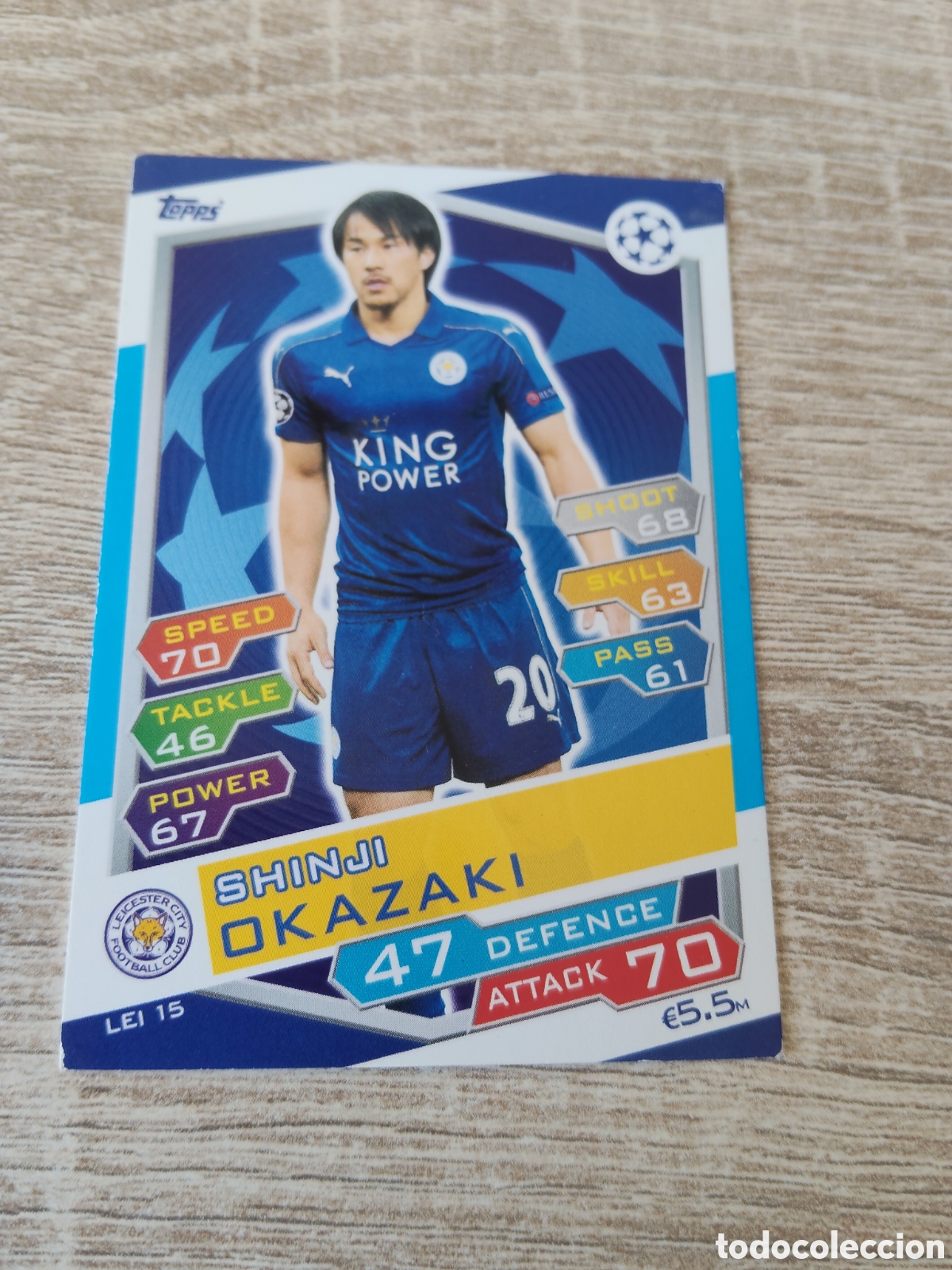 Cromos de f&uacute;tbol: Topps match attax champions league 2016 2017 16 17 LEI 15 Shinji Okazaki Leicester