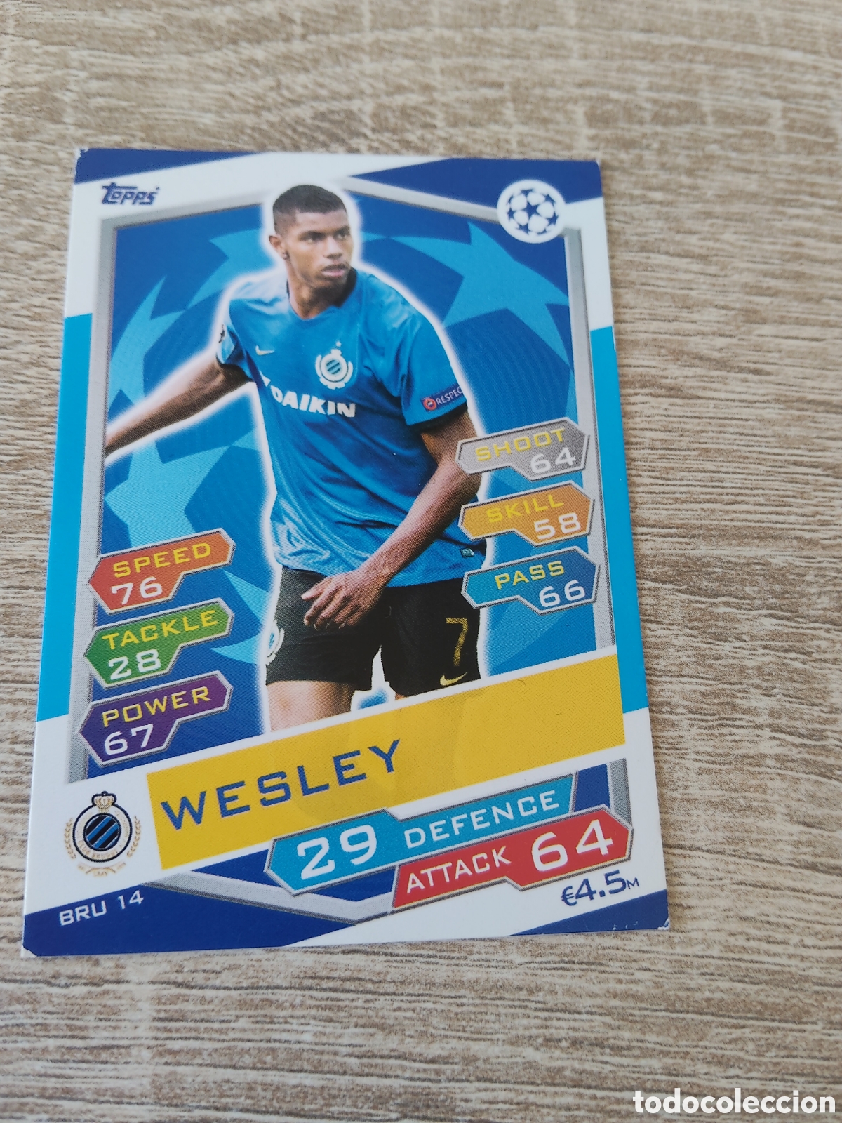 Cromos de f&uacute;tbol: Topps match attax champions league 2016 2017 16 17 BRU 14 Wesley Brujas