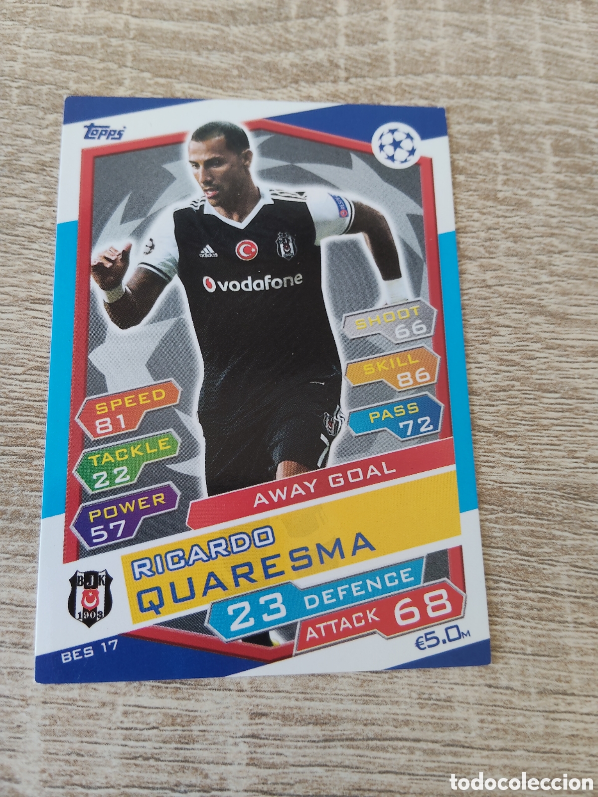 Cromos de f&uacute;tbol: Topps match attax champions league 2016 2017 16 17 BES17 Ricardo Quaresma Besiktas
