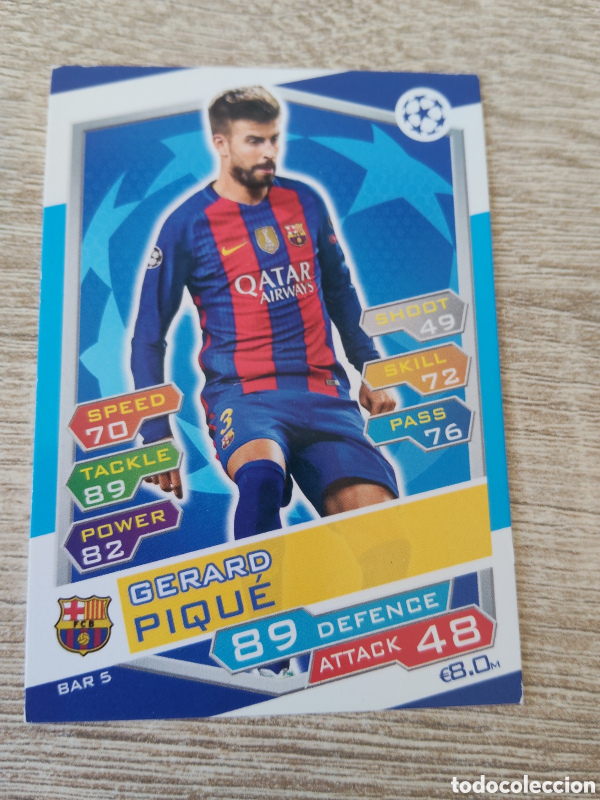 Cromos de f&uacute;tbol: Topps match attax champions league 2016 2017 16 17 BAR 5 Gerard Piqu&eacute; Barcelona