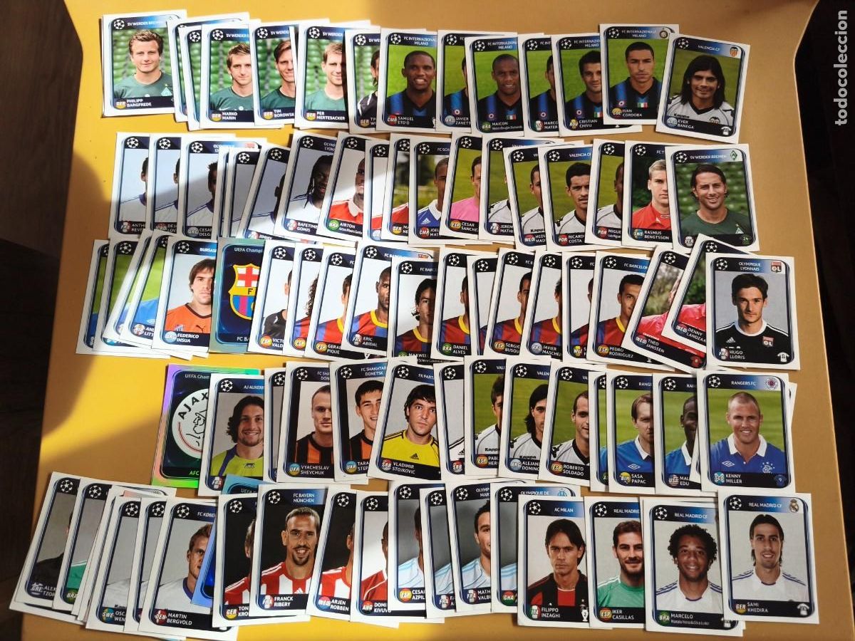 Cromos de f&uacute;tbol: champions league 2010 11 contiene 93 cromos