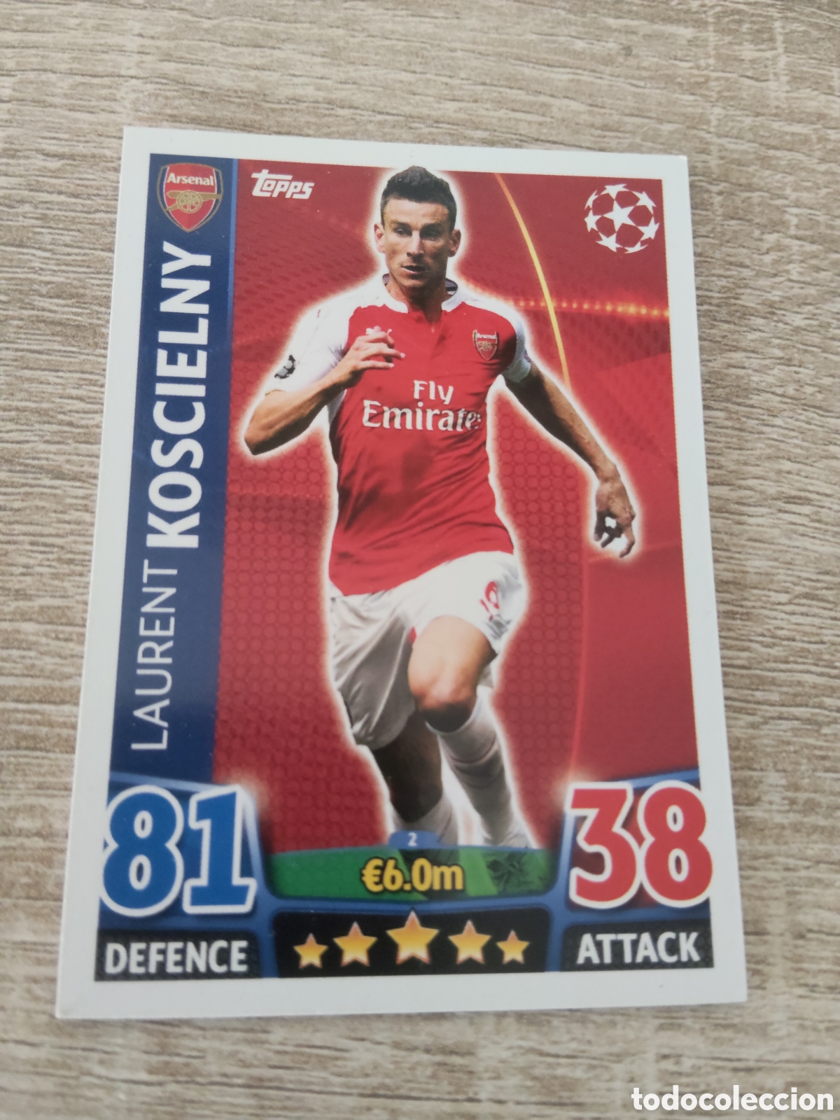 Fu&szlig;ball-Sticker: Topps match attax champions league 2015 2016 2 Laurent Koscielny Arsenal