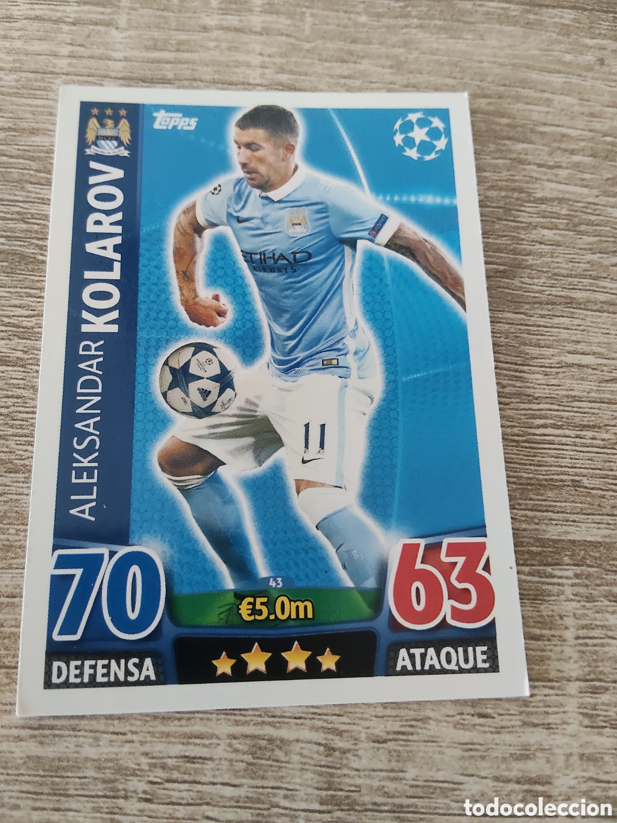 Cromos de f&uacute;tbol: Topps match attax champions league 2015 2016 15 16 43 Aleksandar Kolarov Manchester City