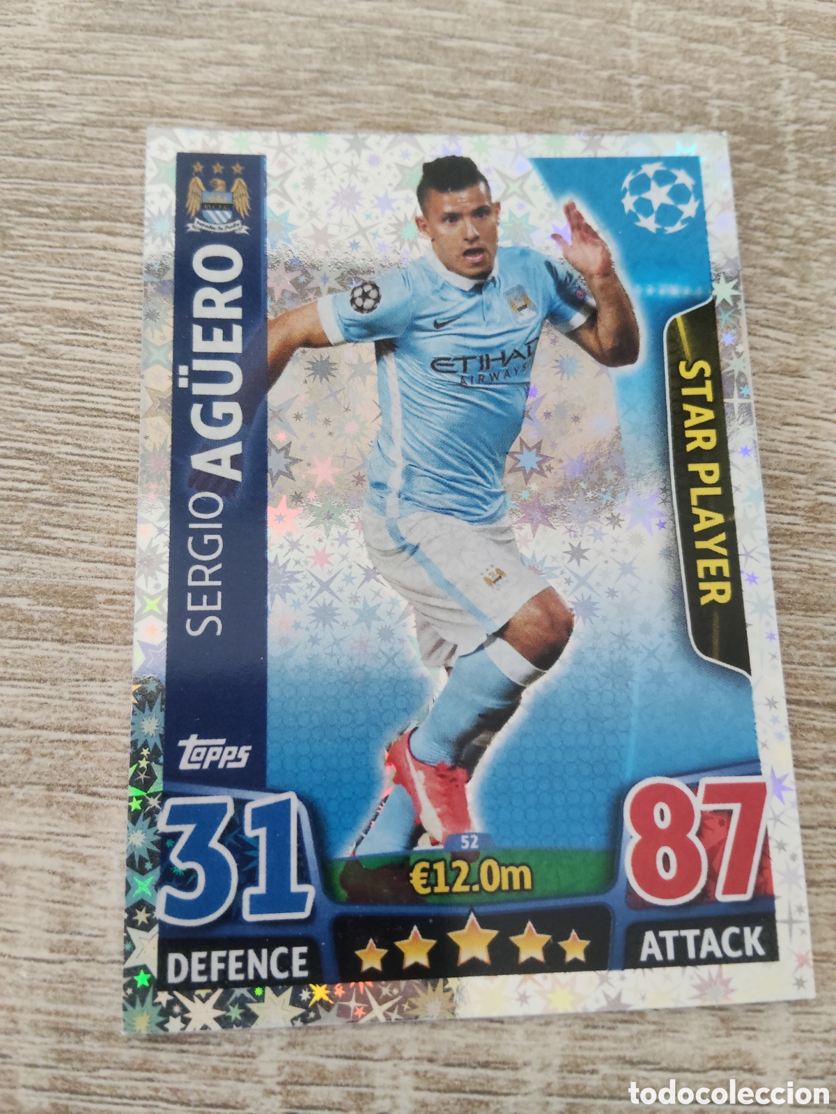 Cromos de f&uacute;tbol: Topps match attax champions league 2015 2016 15 16 52 Sergio Ag&uuml;ero Manchester City nordic edition