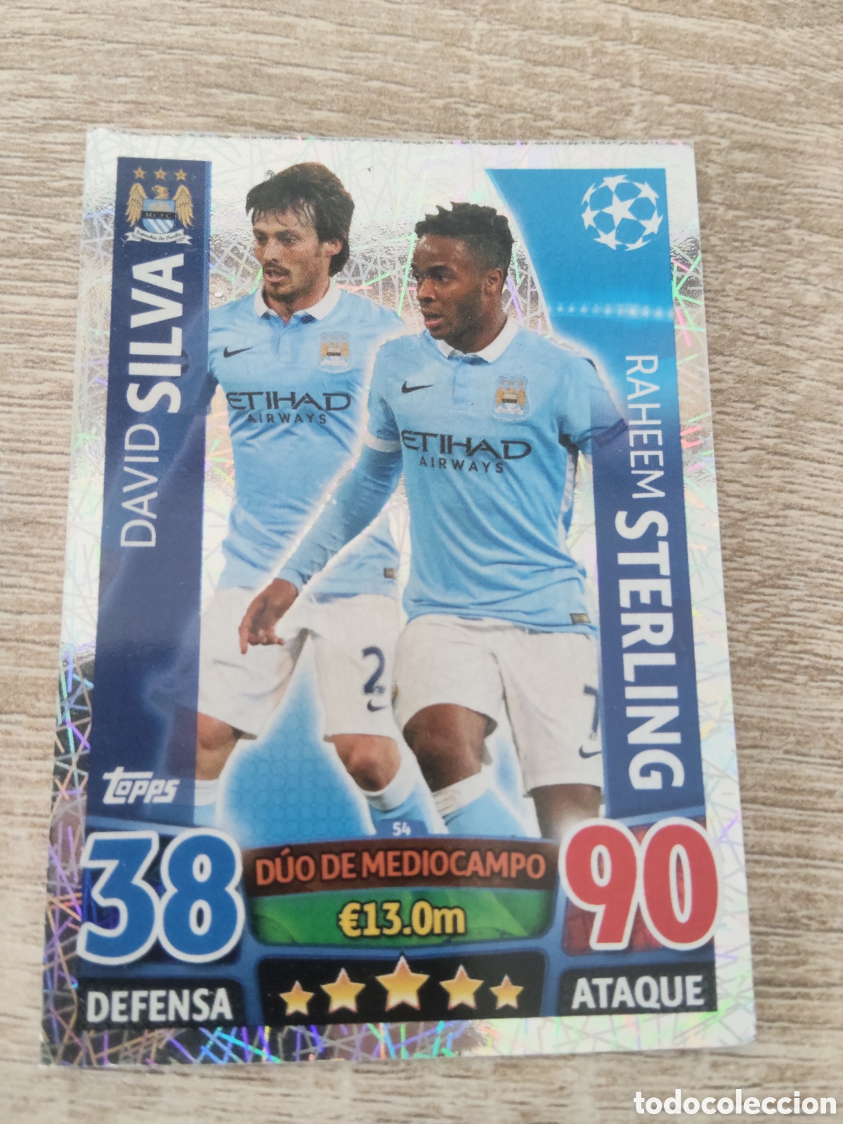 Football Stickers: Topps match attax champions league 2015 2016 15 16 54 Silva/Sterling Manchester City