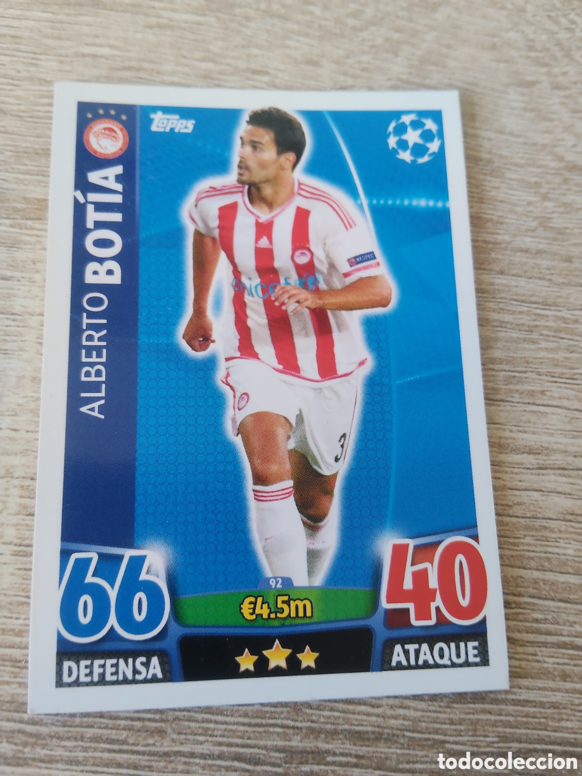 Fu&szlig;ball-Sticker: Topps match attax champions league 2015 2016 15 16 92 Alberto Botia Olimpiacos