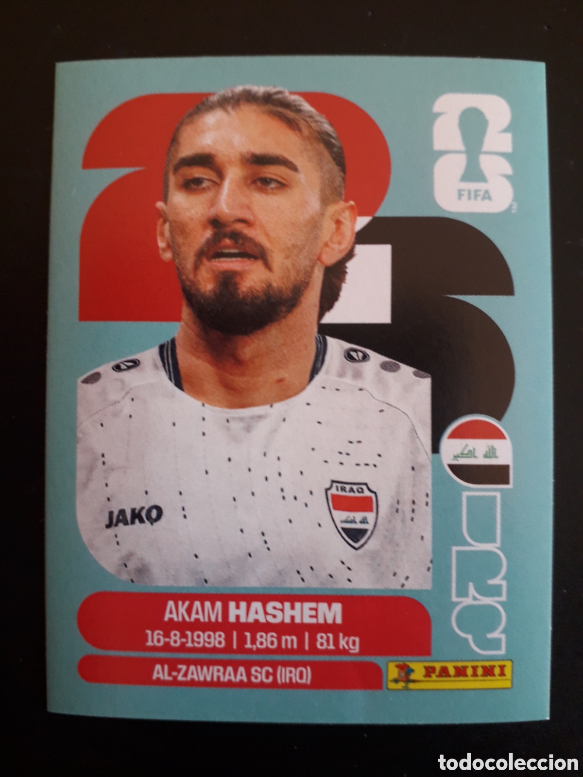 Fu&szlig;ball-Sticker: AKAM HASHEM IRAQ IRQ 5 MUNDIAL F&Uacute;TBOL 2026 FIFA WORLD CUP PANINI SIN PEGAR PEDIDO M&Iacute;NIMO 3&euro;