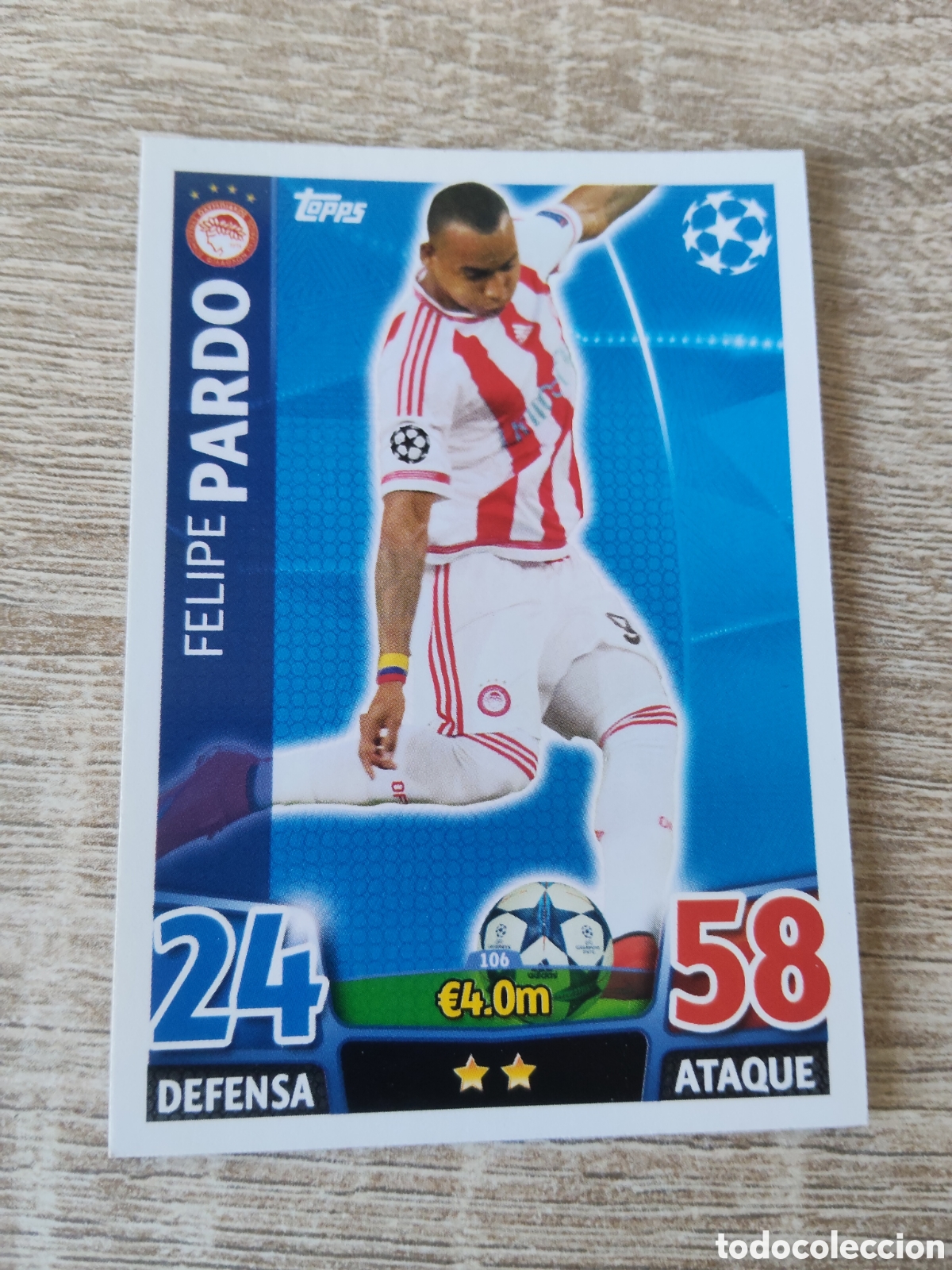 Cromos de Futebol: Topps match attax champions league 2015 2016 15 16 106 Felipe Pardo Olimpiacos