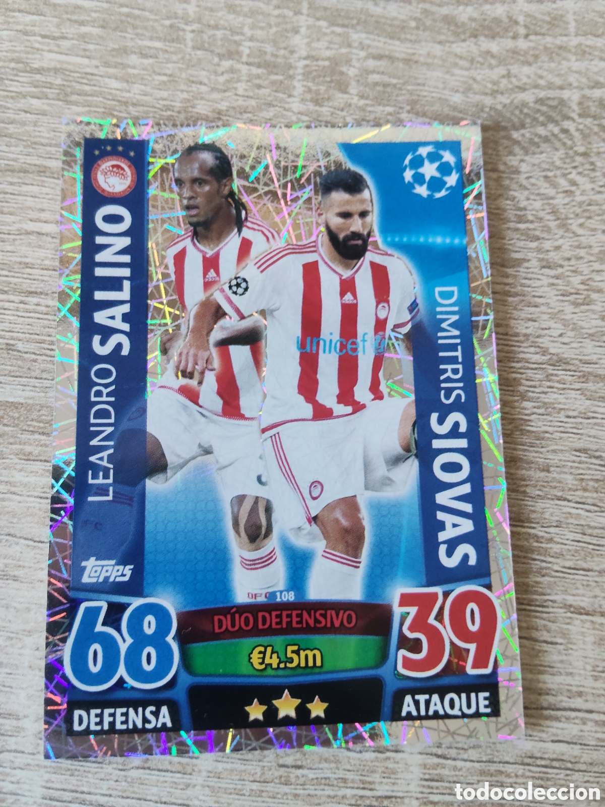 Cromos de Futebol: Topps match attax champions league 2015 2016 15 16 108 Salino/Siovas Olimpiacos