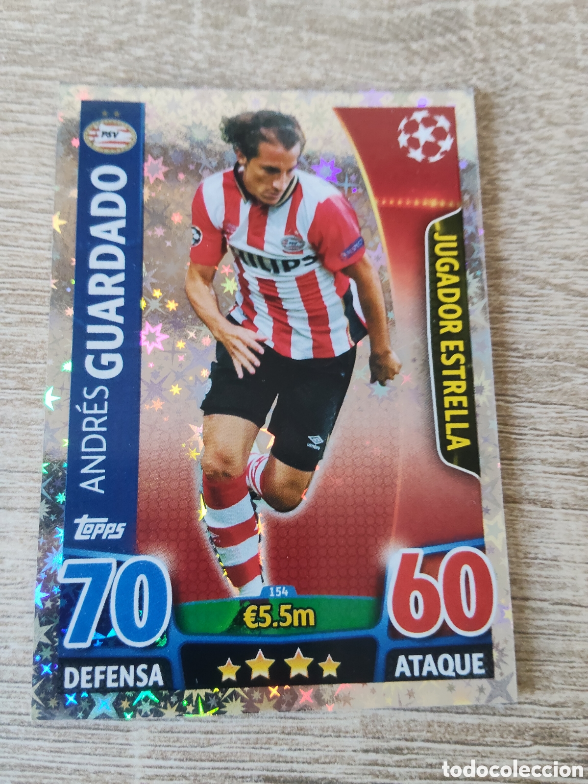 Fu&szlig;ball-Sticker: Topps match attax champions league 2015 2016 15 16 154 Andr&eacute;s Guardado PSV
