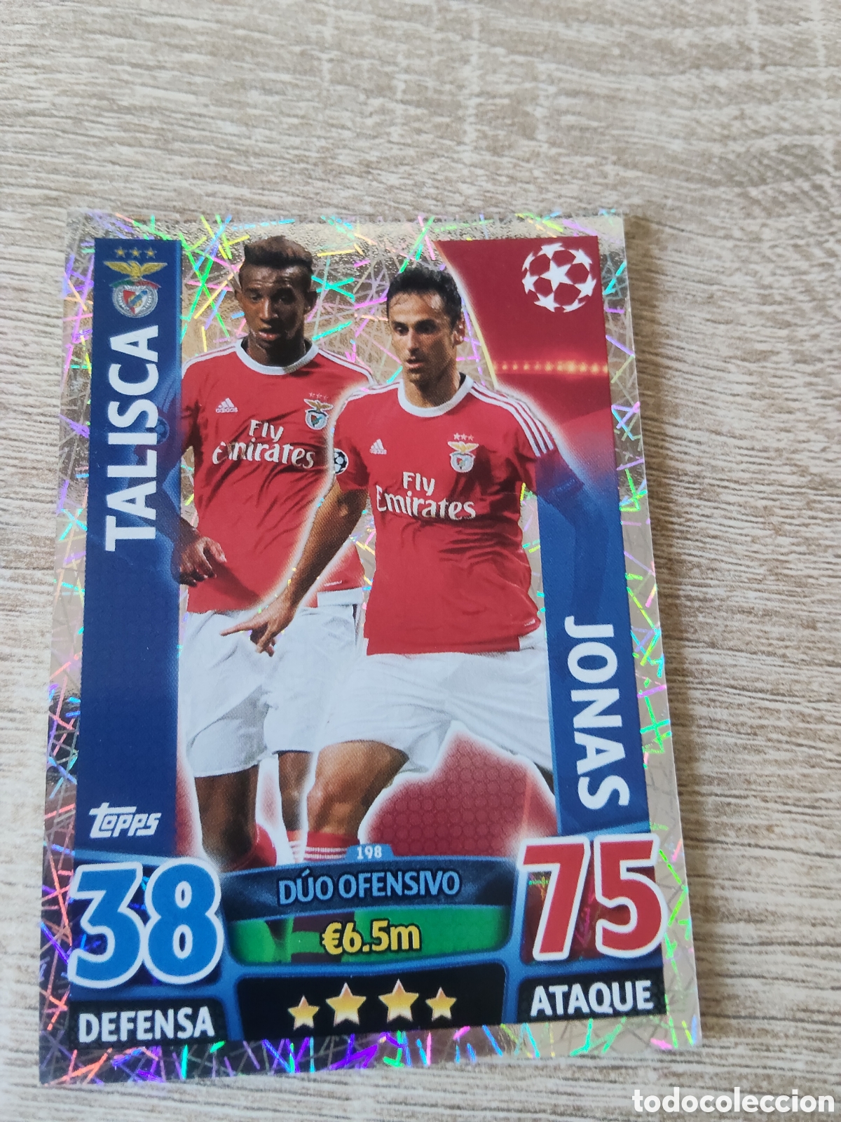 Cromos de f&uacute;tbol: Topps match attax champions league 2015 2016 15 16 198 Talisca/Jonas Benfica