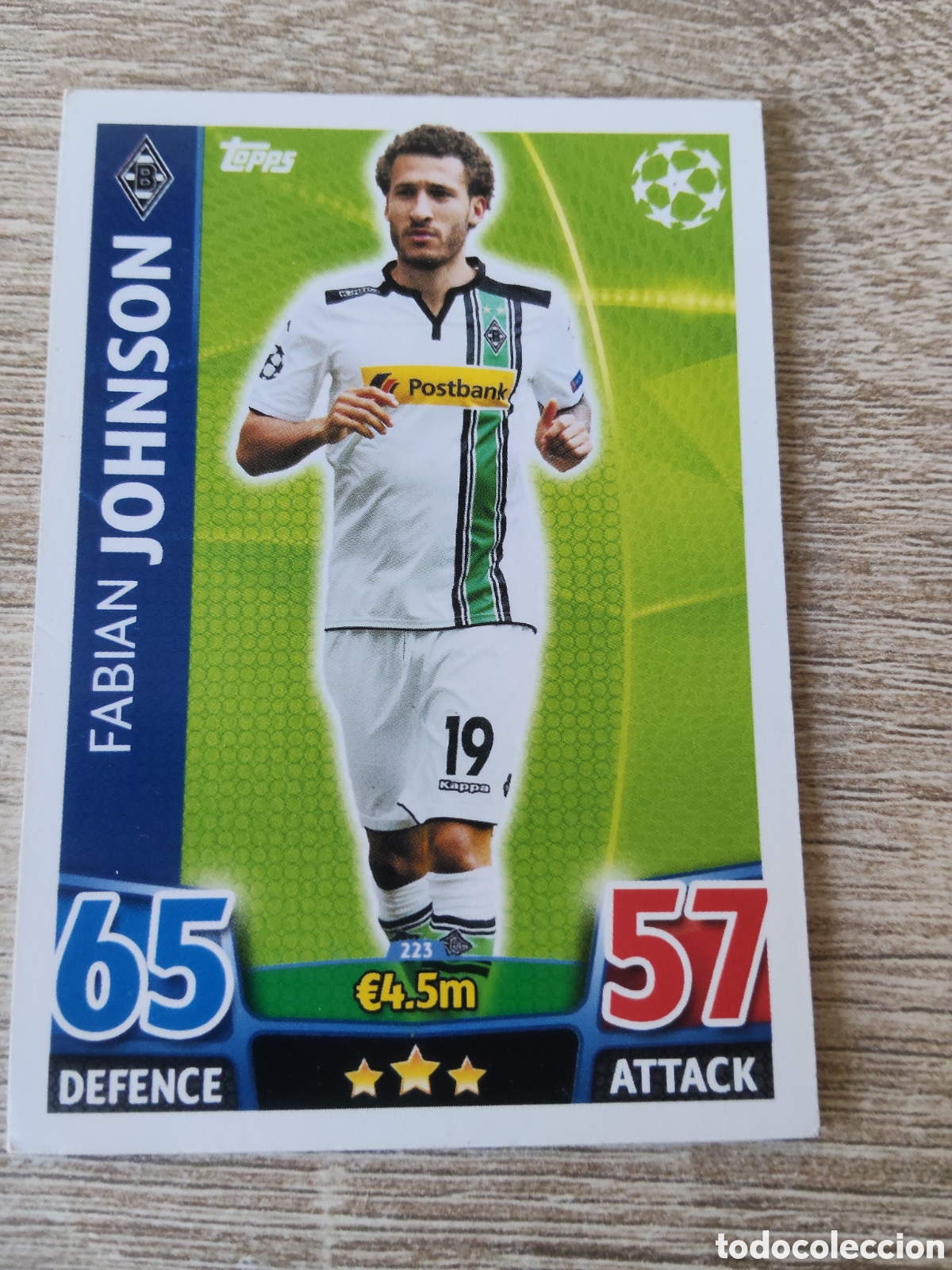 Cromos de f&uacute;tbol: Topps match attax champions league 2015 2016 15 16 223 Fabian Johnson Borussia Monchengladbach