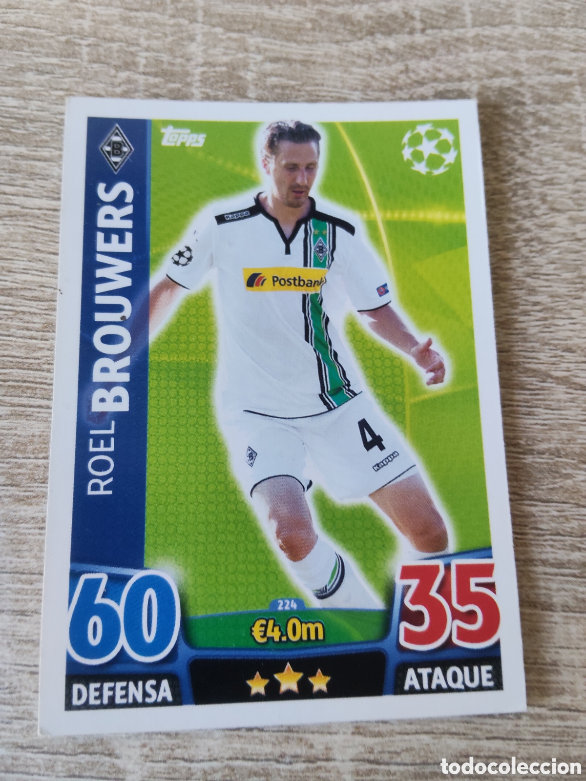 Cromos de f&uacute;tbol: Topps match attax champions league 2015 2016 15 16 224 Roel Brouwers Borussia Monchengladbach