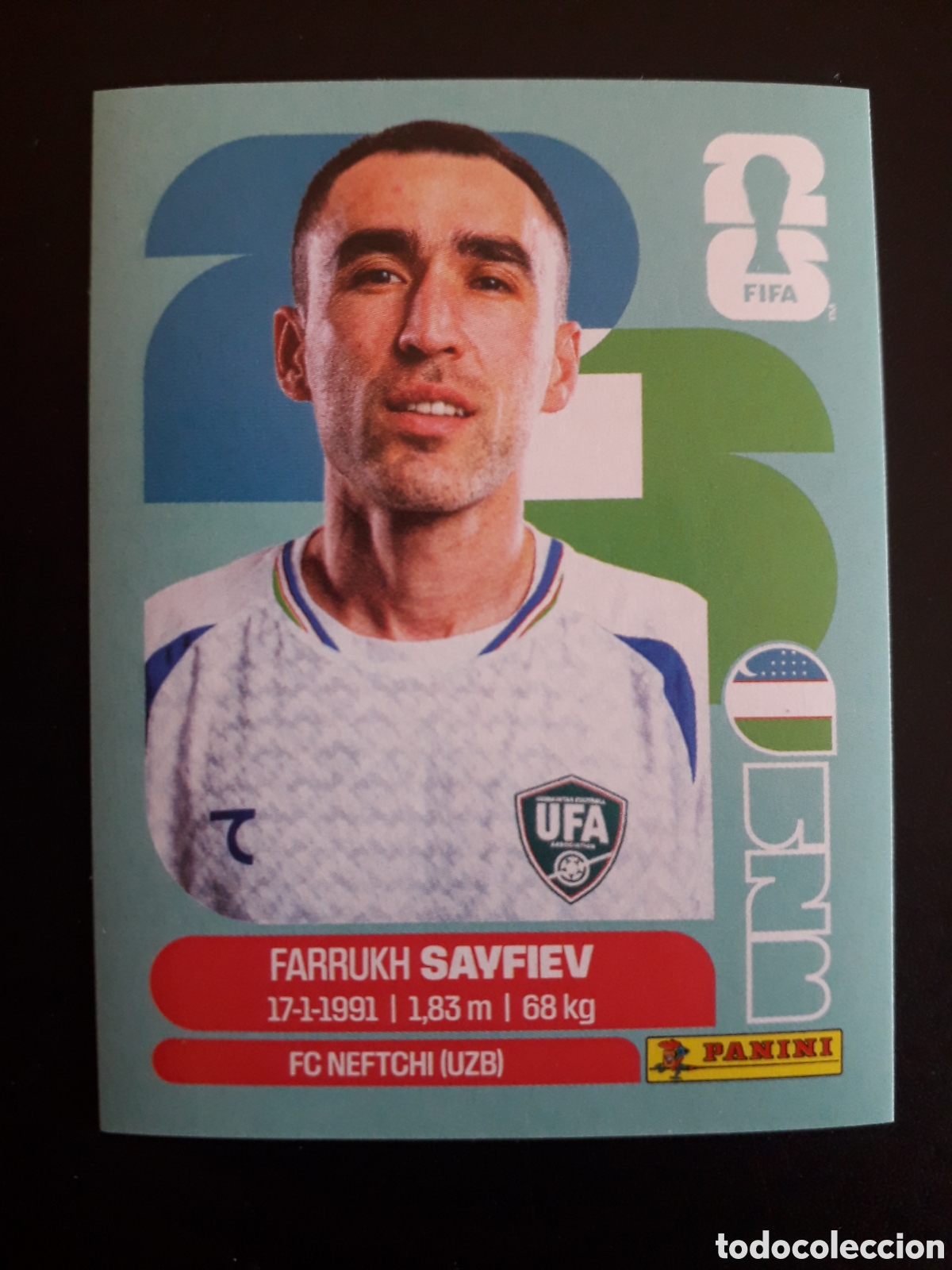Figurine di Calcio: SAYFIEV UZBEKISTAN UZB 3 MUNDIAL F&Uacute;TBOL 2026 FIFA WORLD CUP PANINI SIN PEGAR PEDIDO M&Iacute;NIMO 3&euro;.