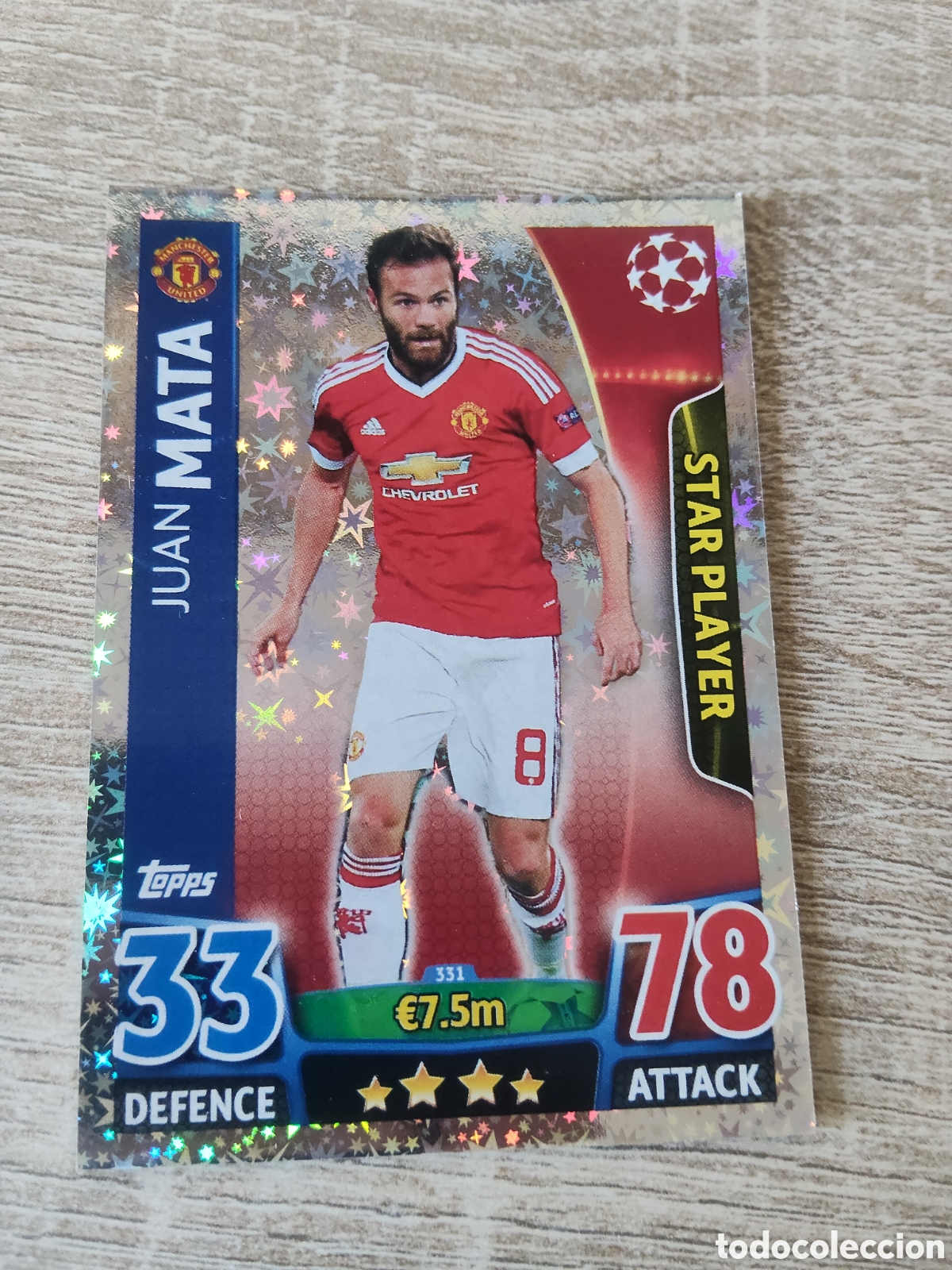Cromos de Futebol: Topps match attax champions league 2015 2016 15 16 331 Juan Mata Manchester United nordic edition
