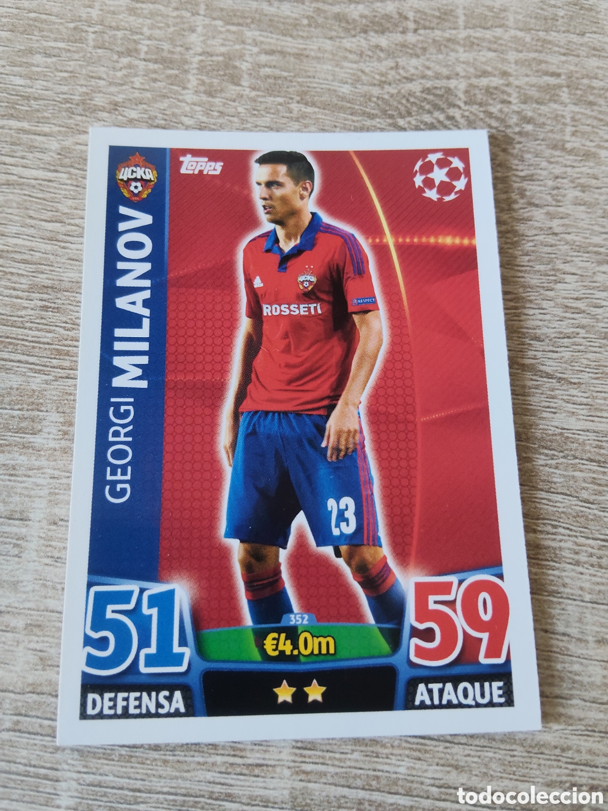 Football Stickers: Topps match attax champions league 2015 2016 15 16 352 Gregori Milanov CSKA Mosc&uacute;
