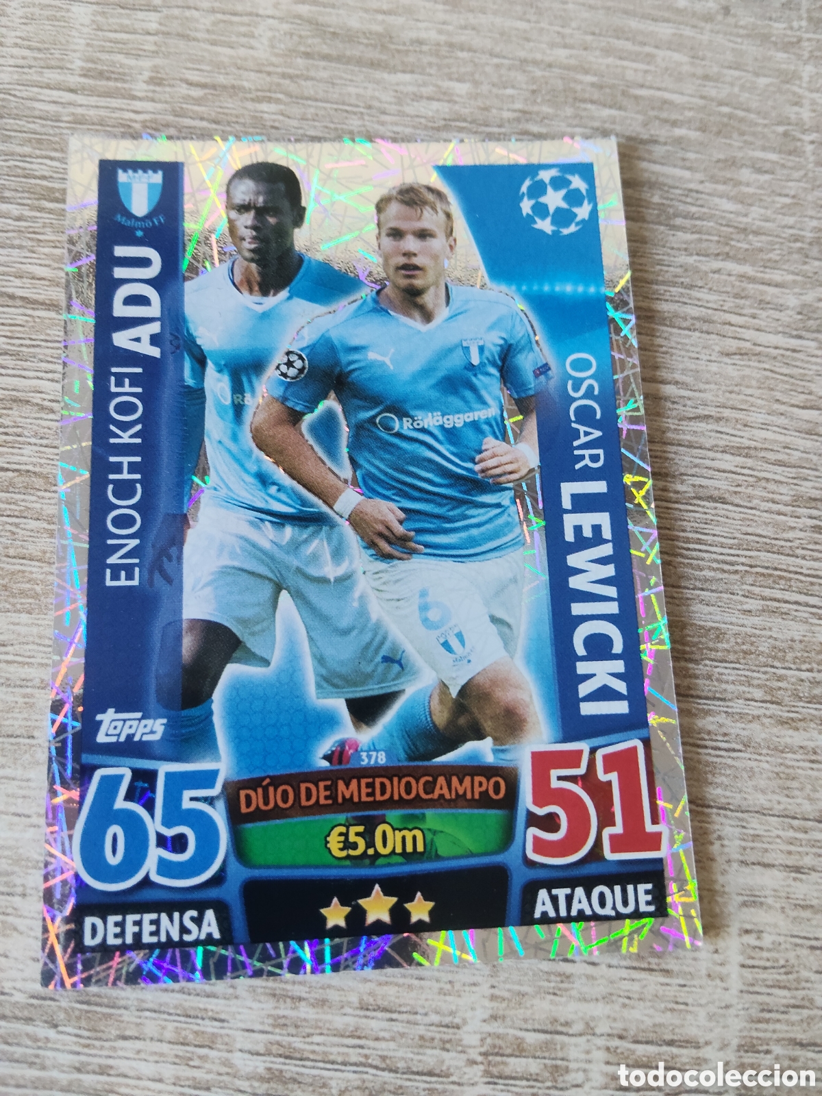 Cromos de f&uacute;tbol: Topps match attax champions league 2015 2016 15 16 378 Adu/Lewicki Malmoe