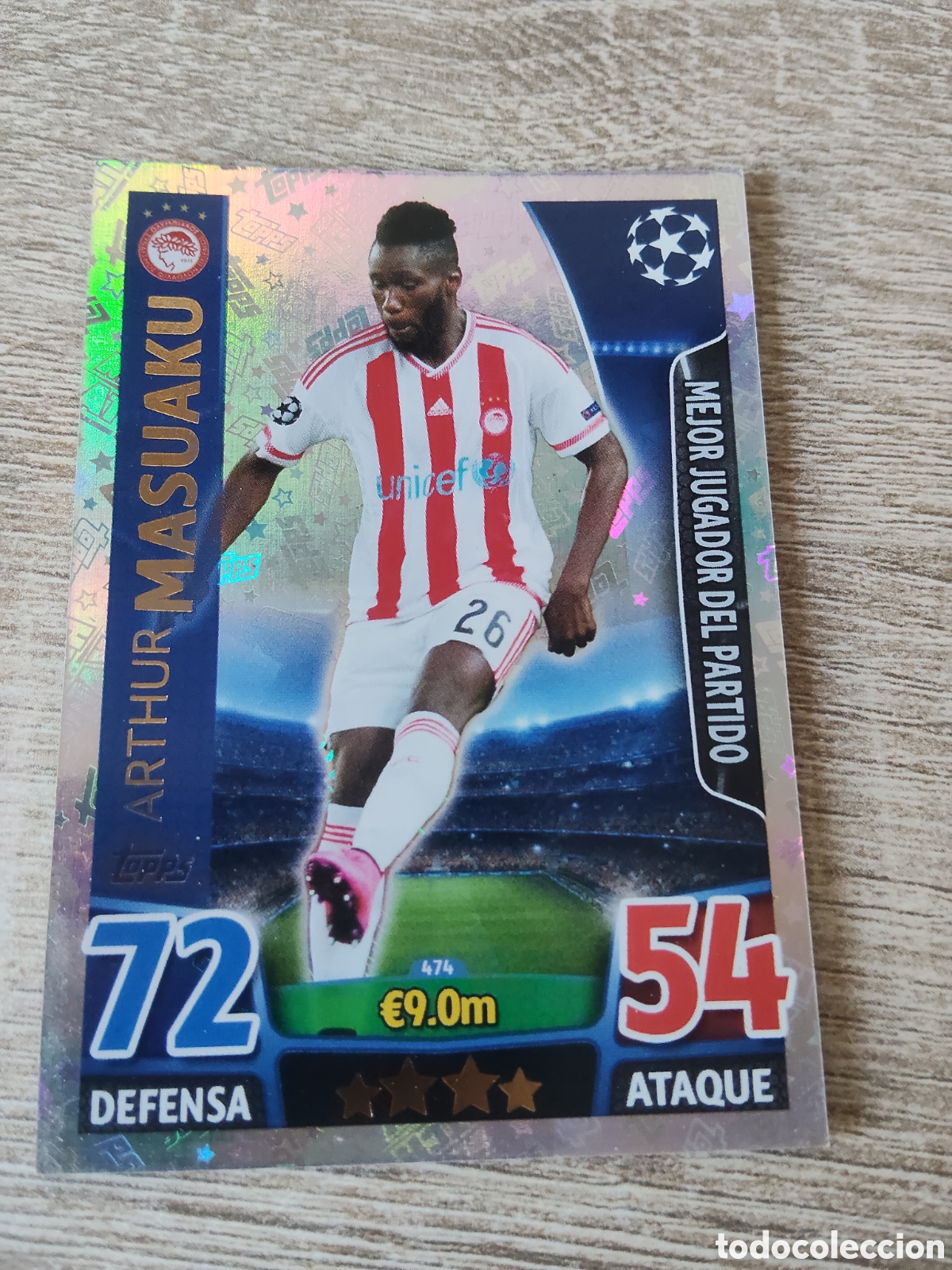 Fu&szlig;ball-Sticker: Topps match attax champions league 2015 2016 15 16 474 Arthur Masuaku Olimpiacos
