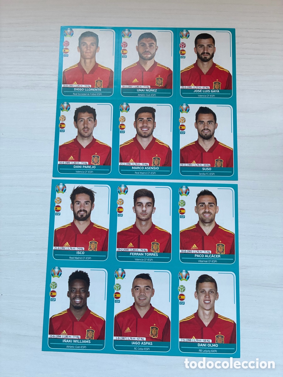 Cromos de f&uacute;tbol: 12 cromos Actualizaci&oacute;n Jug&oacute;n 160 Panini Espa&ntilde;a euro 2020 preview