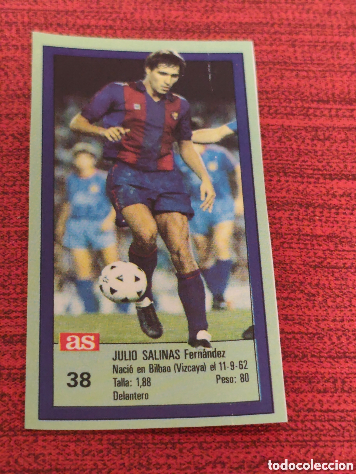 Fu&szlig;ball-Sticker: 38 JULIO SALINAS FC BARCELONA ASES DE LA LIGA 1989 1990 DIARIO AS