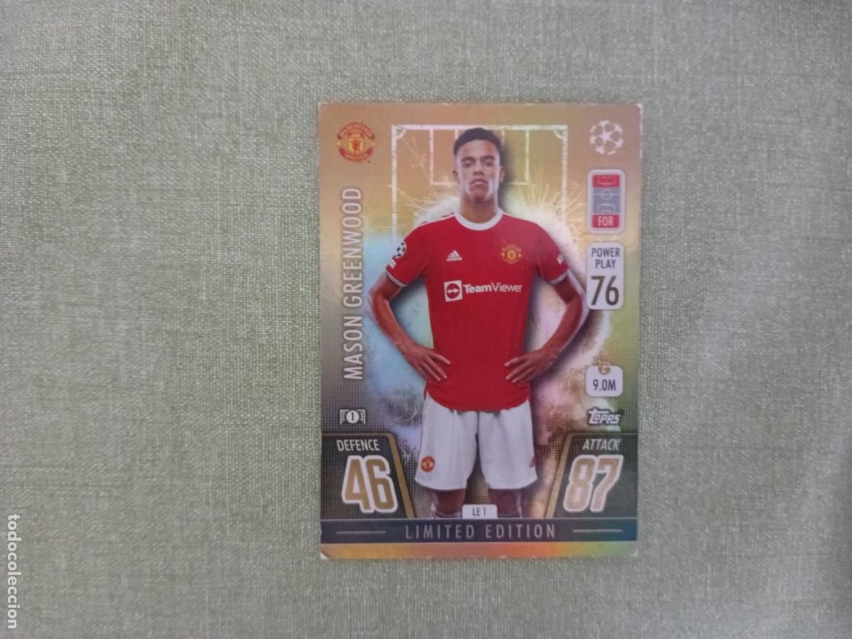 Fu&szlig;ball-Sticker: MASON GREENWOOD MANCHESTER UNITED LE1 LE 1 LIMITED EDITION EDICION LIMITADA TOPPS MATCH ATTAX 21 22