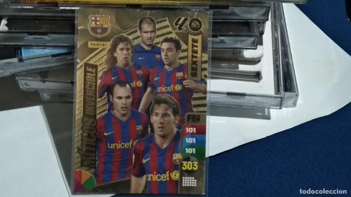 Cromos de f&uacute;tbol: ADRENALYN XL MITICOS INVENCIBLE SEXTETE BARCELONA MESSI XAVI INIESTA LIGA 24 25 2024 2025 PANINI