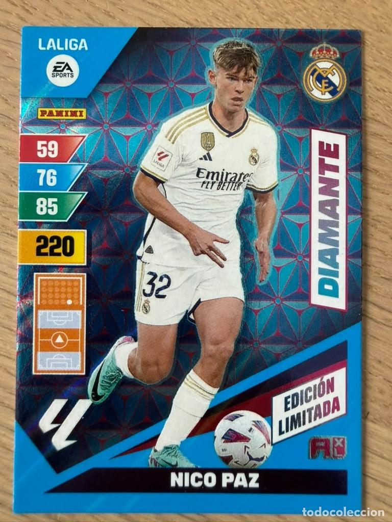 Football Stickers: NICO PAZ DIAMANTE LIMITADA REAL MADRID 23 24 2023 2024 LIGA EA SPORT PANINI ADRENALYN XL CARD