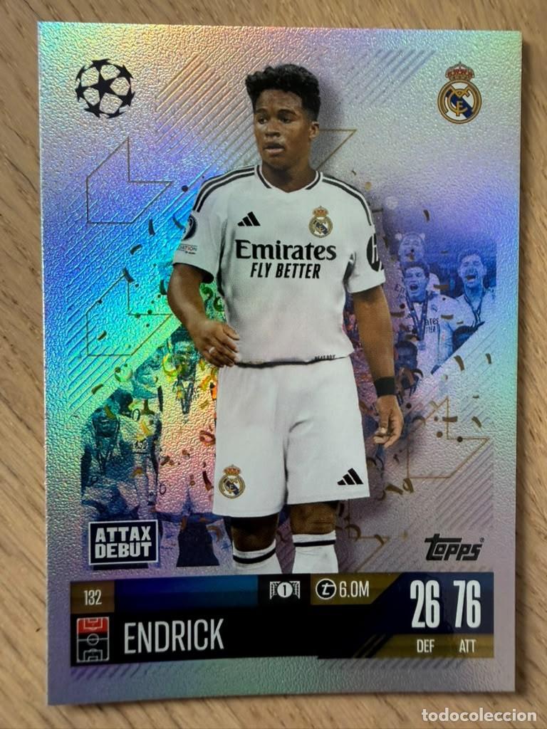 Cartes &agrave; collectionner de Football: 132 ENDRICK ATTAX DEBUT REAL MADRID 24 25 2024 2025 CHAMPIONS TOPPS MATCH ATTAX