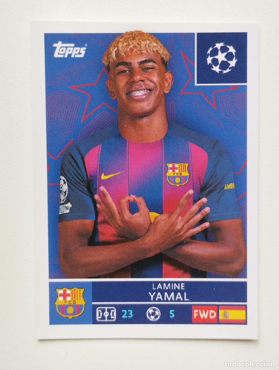 Cartes &agrave; collectionner de Football: CROMO STICKER 194 LAMINE YAMAL BARCELONA TRASERA ROSA TOPPS UEFA CHAMPIONS LEAGUE 2025 2026 25 26