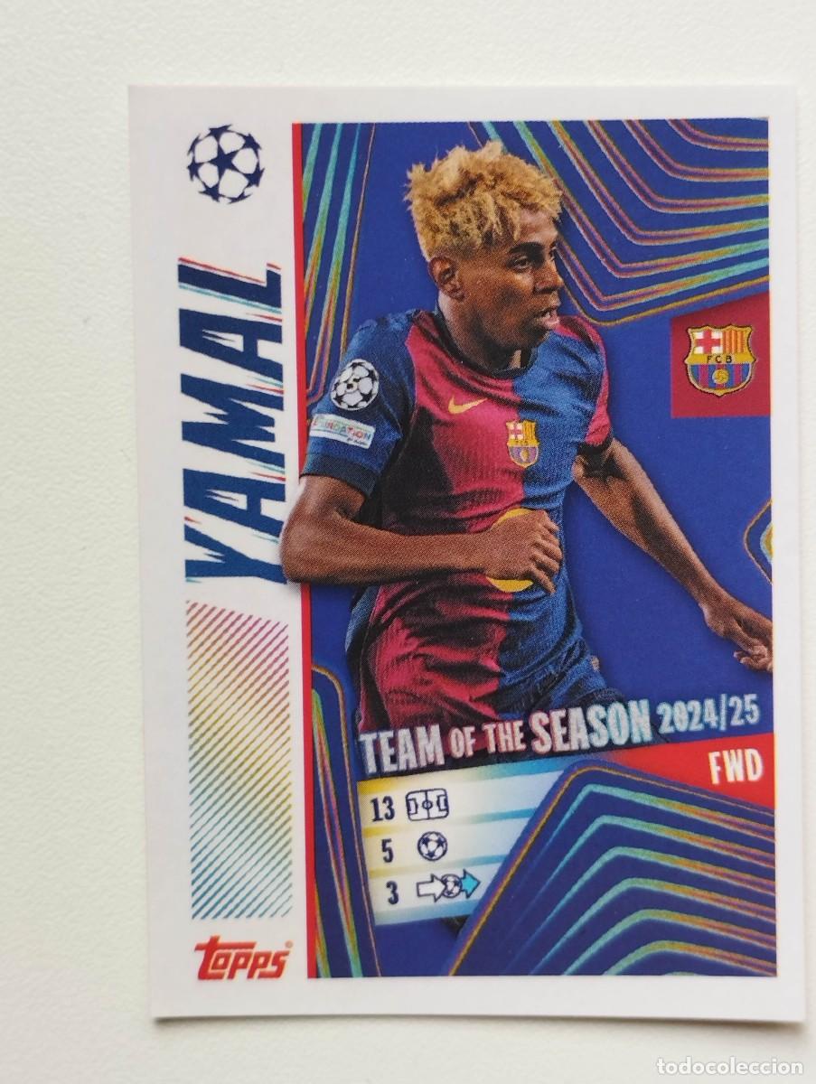 Figurine di Calcio: CROMO STICKER 11 LAMINE YAMAL BARCELONA TRASERA ROSA TOPPS UEFA CHAMPIONS LEAGUE 2025 2026 25 26