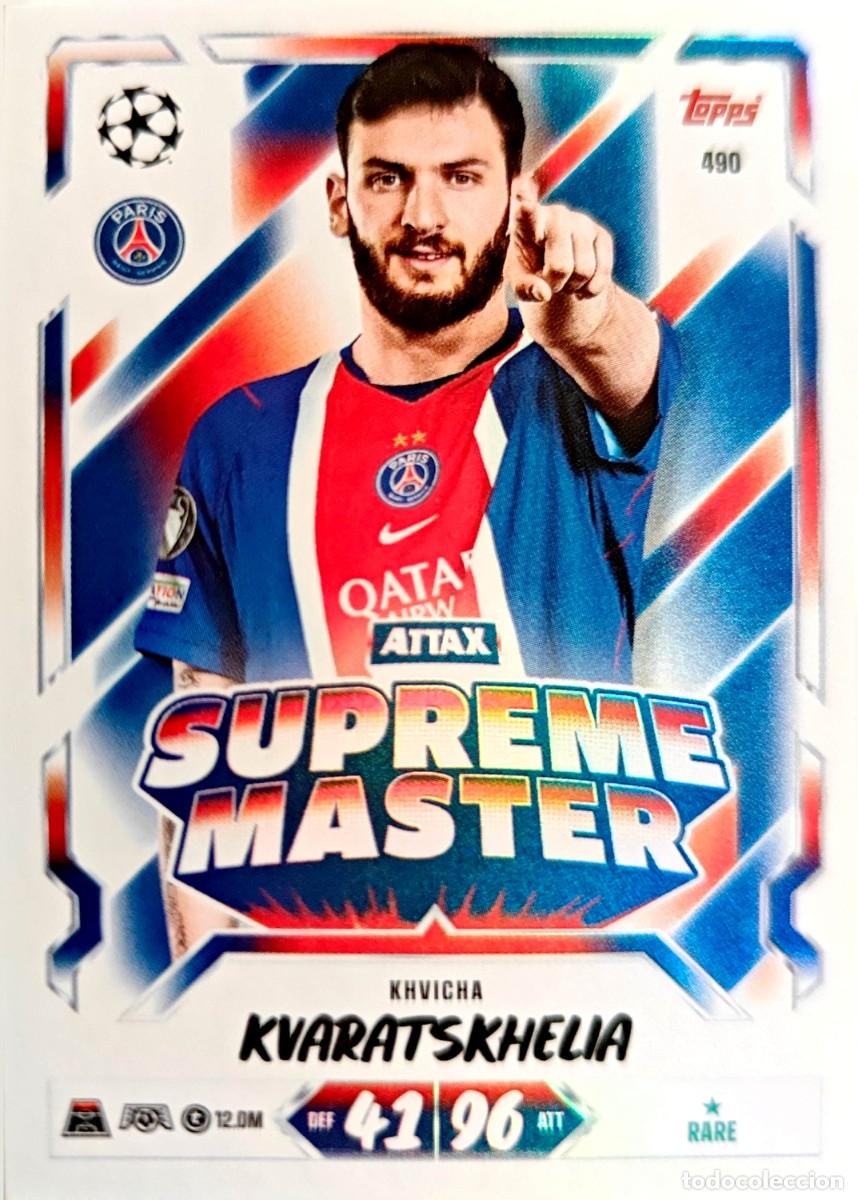 Figurine di Calcio: 490 Khvicha Kvaratskhelia - Paris Saint-Germain - SUPREME MASTER - TOPPS Match Attax 2026 2027 26 27