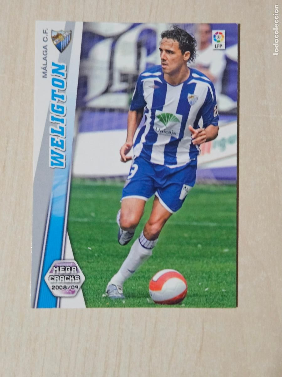 Football Stickers: CROMO N&ordm; 166 WELIGTON - MEGACRACKS 2008 09 - MALAGA