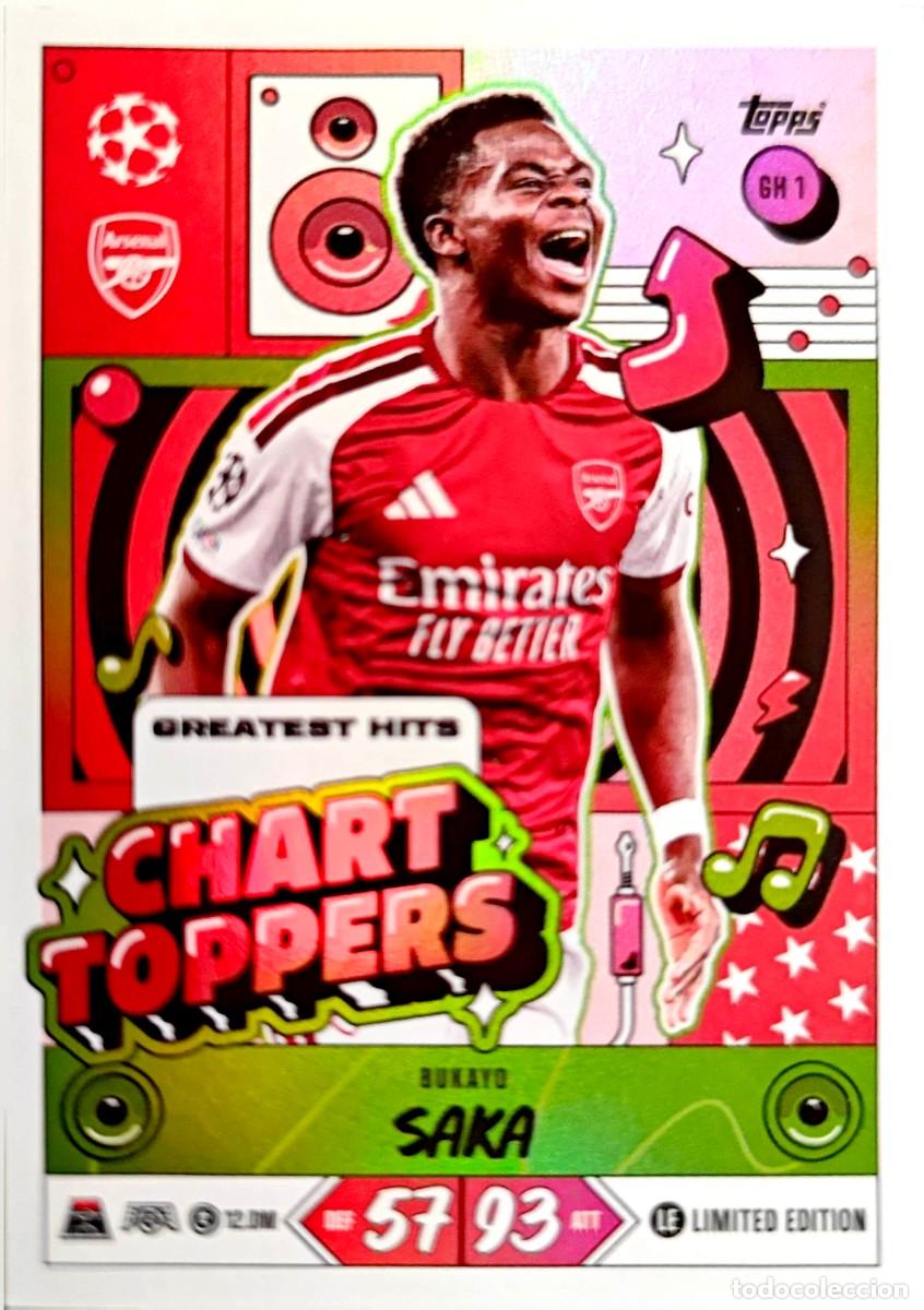 Football Stickers: GH 1 Bukayo Saka - Arsenal FC - CHART TOPPERS LIMITED EDITION - TOPPS Match Attax 2026 2027 26 27