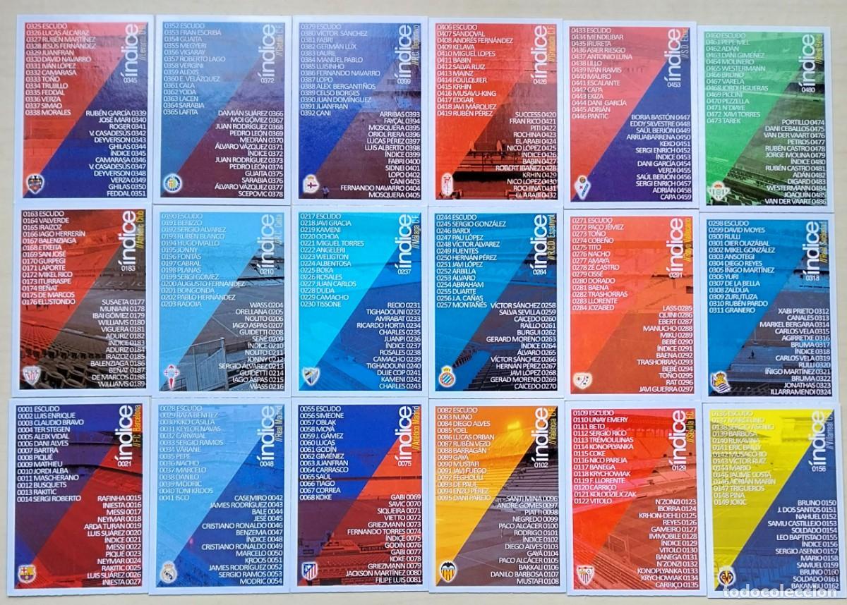 Cromos de f&uacute;tbol: LOTE 30 INDICES BARCELONA,REALMADRID,ATLETICO,SEVILLA ETC. FICHAS ALBUM MUNDICROMO 2015 2016 15 16