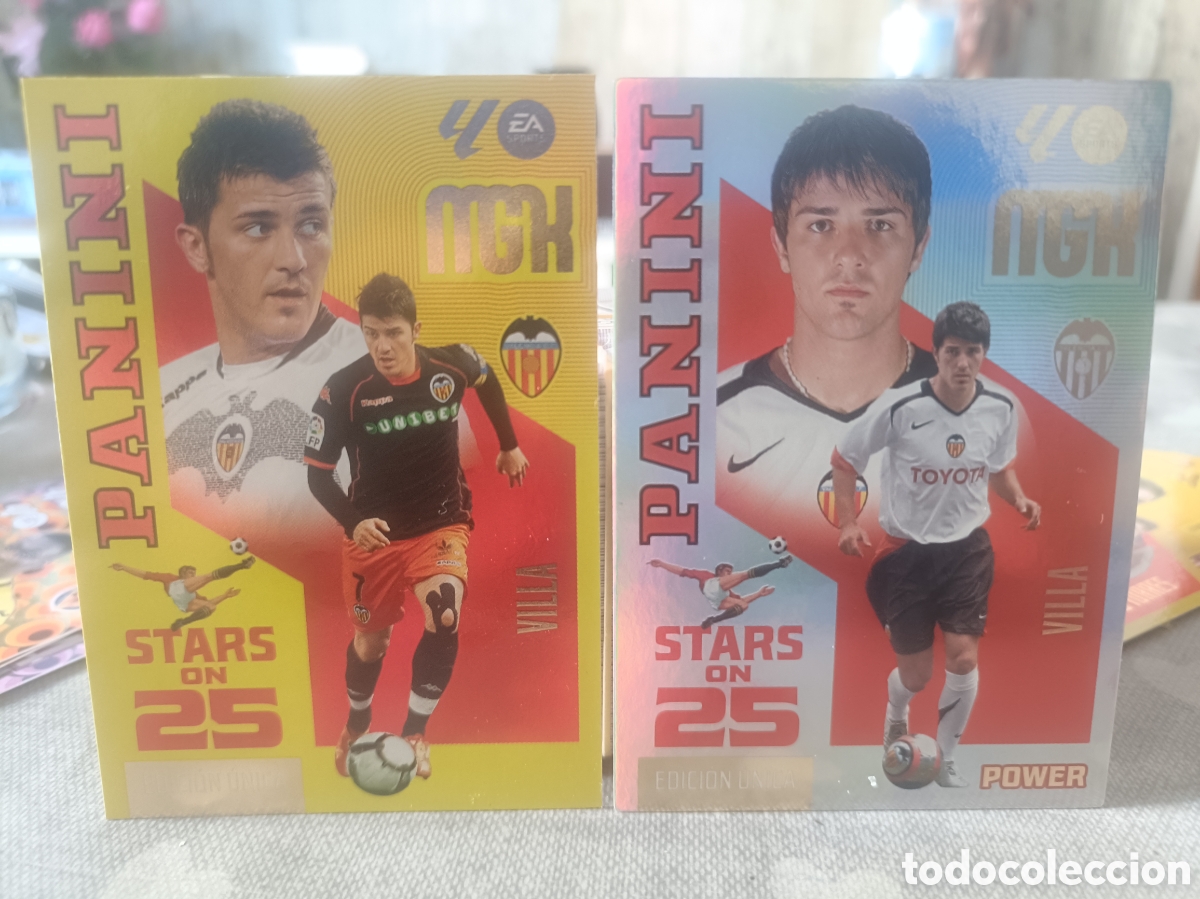 Cromos de f&uacute;tbol: MEGACRACKS 26 27 STARS on 25 y STARS on 25 POWER DAVID VILLA