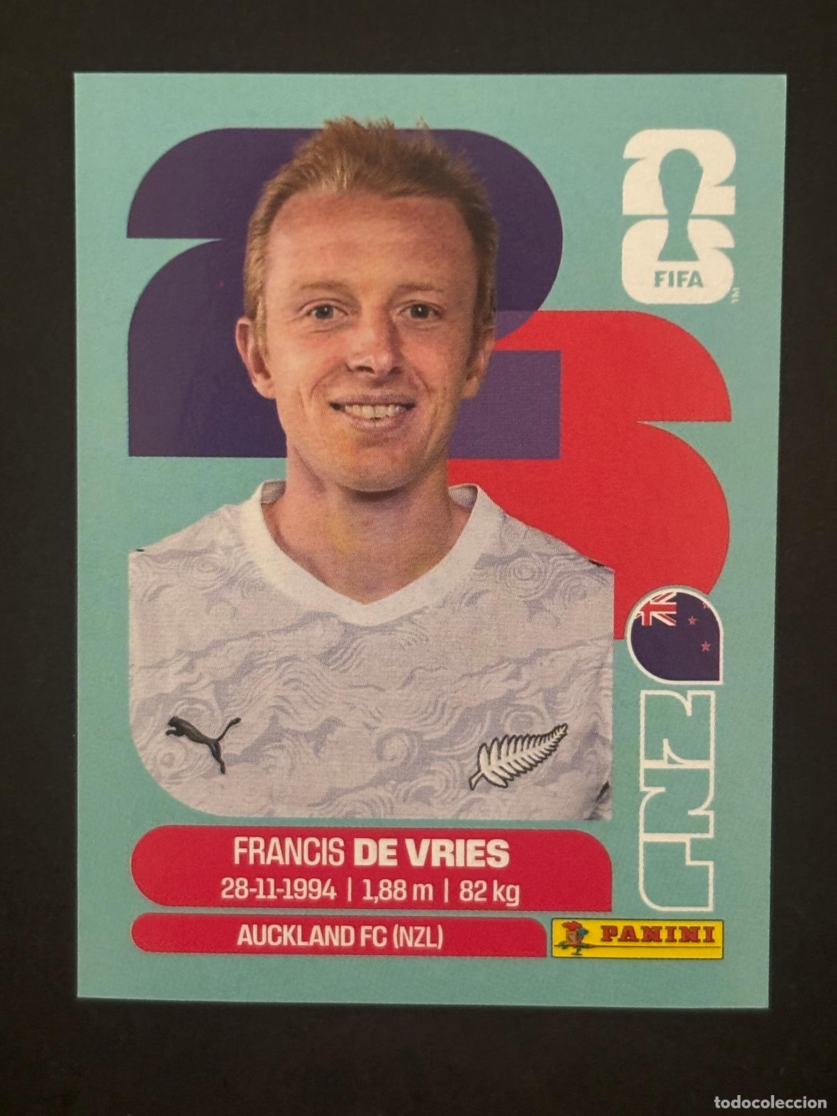 Cartes &agrave; collectionner de Football: NZL8 FRANCIS DE VRIES NUEVA ZELANDA CROMO PANINI FIFA WORLD CUP MUNDIAL 2026