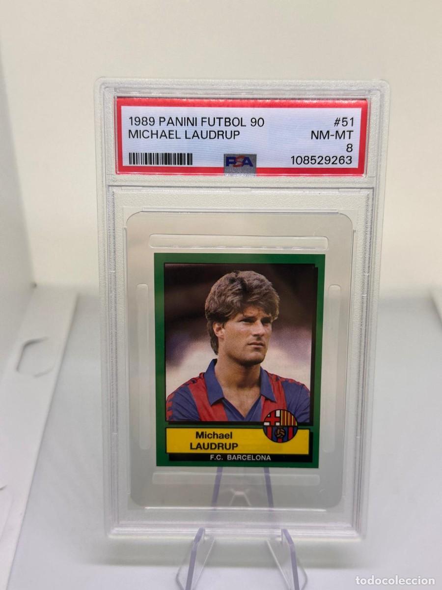 Fu&szlig;ball-Sticker: Rookie Michael Laudrup #51 FC Barcelona Panini Futbol 1989 90 Psa 8