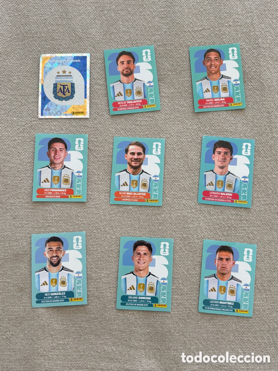 Cromos de Futebol: LOTE 9 CROMOS SELECCI&Oacute;N ARGENTINA MUNDIAL 2026 PANINI