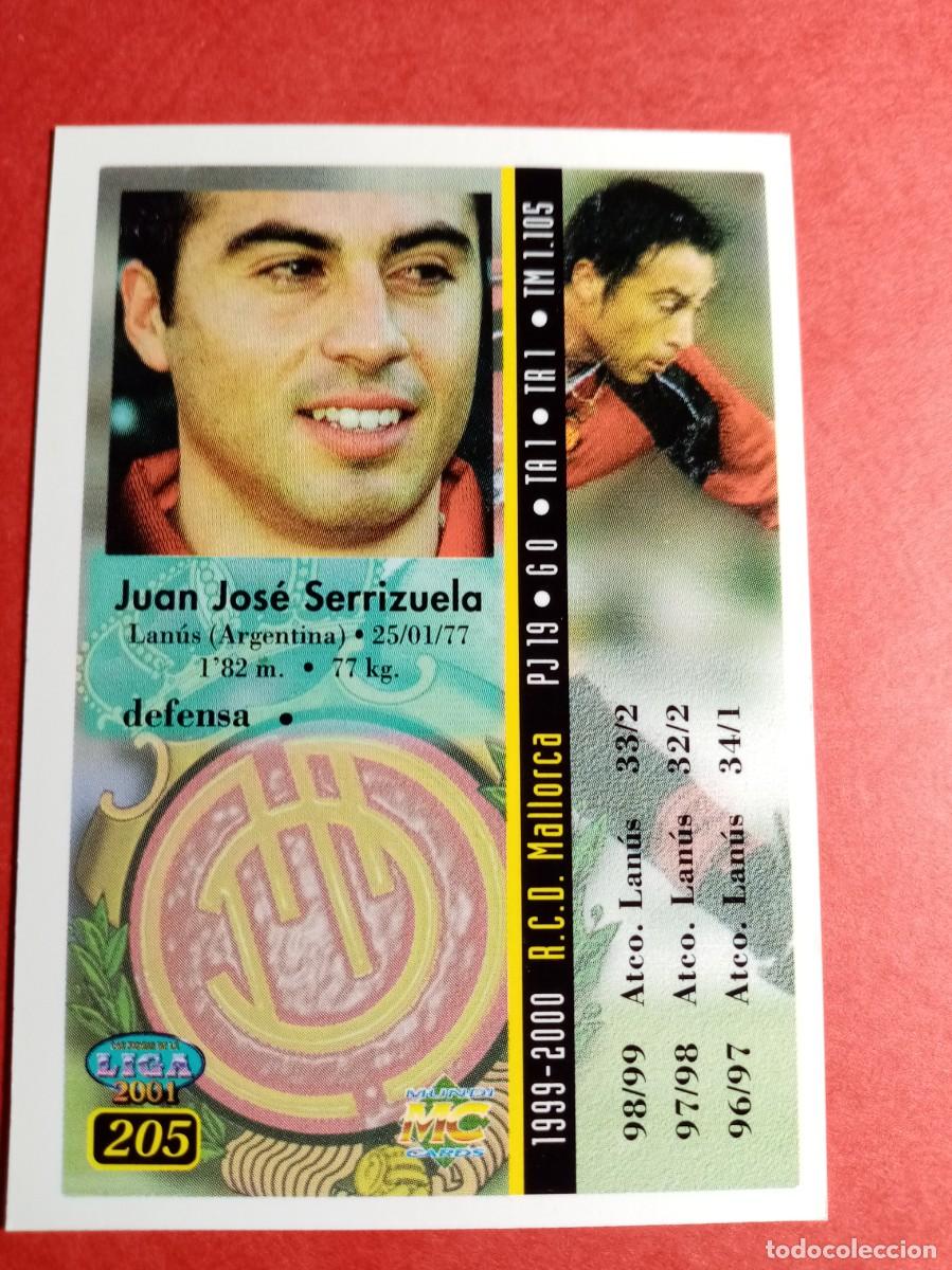 Cromos de Futebol: N&ordm; 205 SERRIZUELA, BAJA, R.C.D. MALLORCA, FICHAS LIGA 2000 2001, 00 01, MUNDICROMO