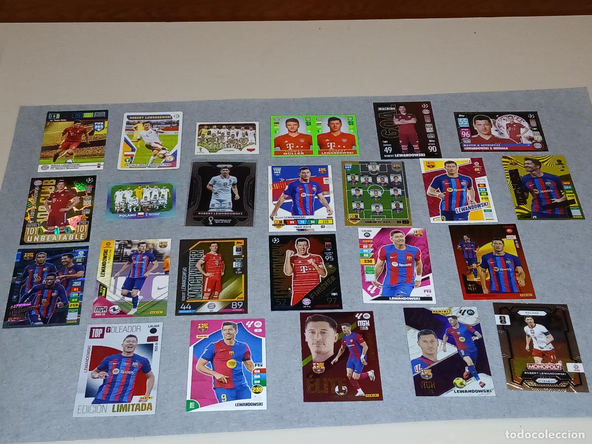 Figurine di Calcio: Cromos f&uacute;tbol. Robert Lewandowski, lote 24 cromos de 2015 a 2026
