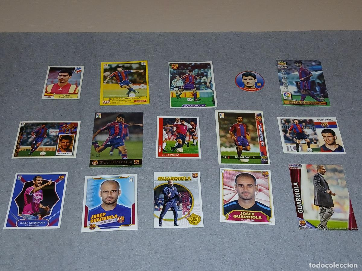 Fu&szlig;ball-Sticker: Cromos f&uacute;tbol. Pep Guardiola, lote 15 cromos de 1994 a 2012